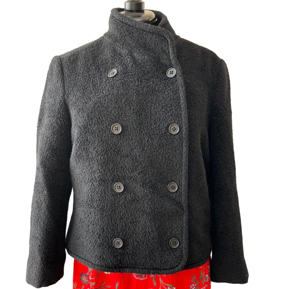 JOE FRESH wool black boucle textured double breasted jacket preppy blazer Size 6